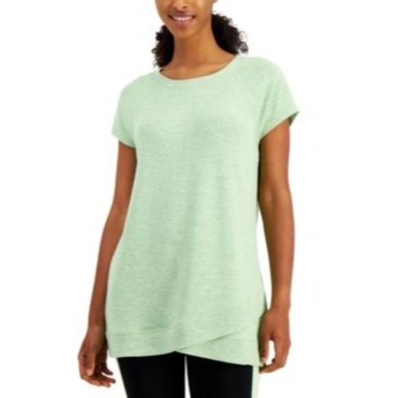 ID Ideology Tops - ID Ideology Short-Sleeve crossoverr hem knit T-Shirt, green, XS